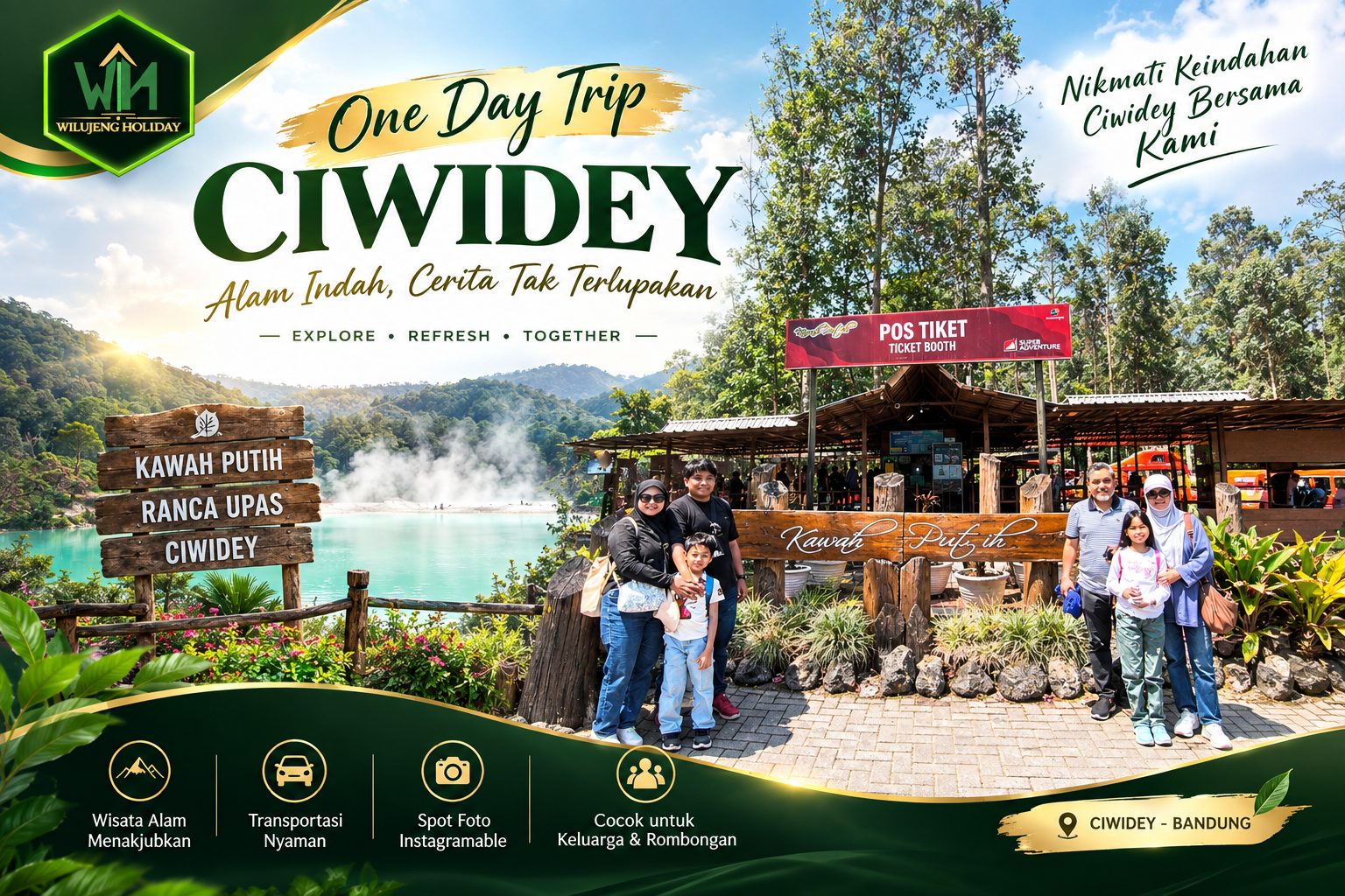 Paket one day trip Ciwidey, Kawah Putih dan Ranca Upas